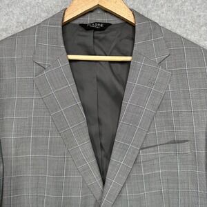 Jos A Bank Mens 46 XLG Tailored Fit Plaid Blazer Sport Coat Jacket Gray Wool